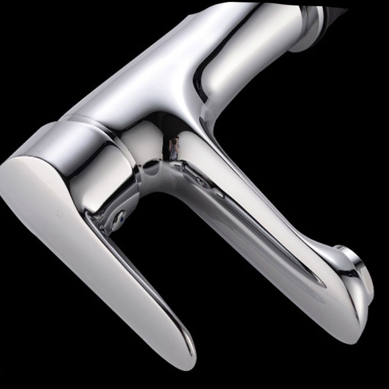 Lisslune | Basic Metal Washbasin Faucet Silver Bathroom Faucet with Lever Handle