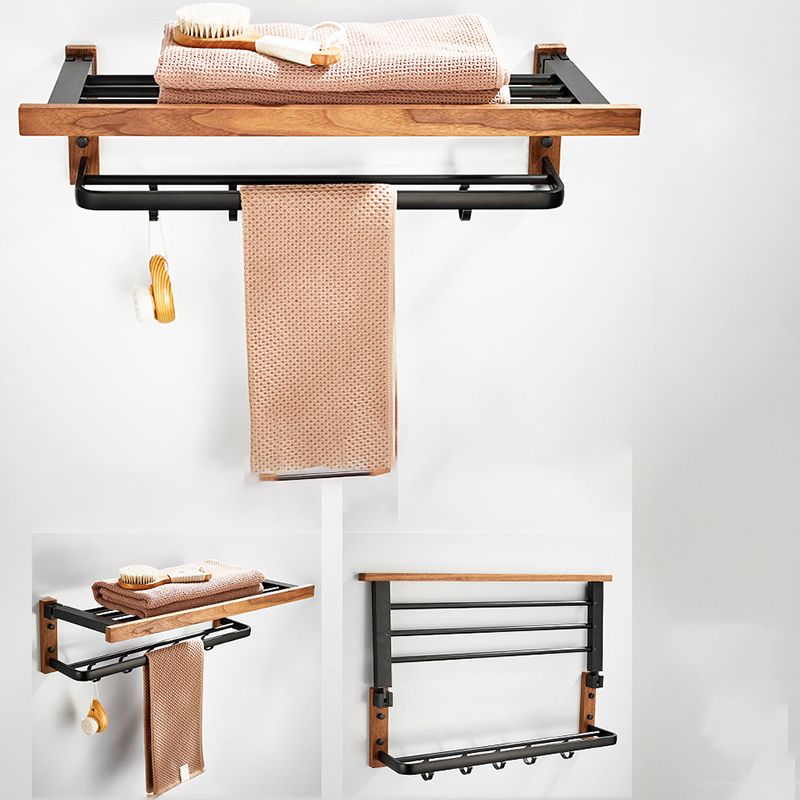 Lisslune | Wood and Aluminum Bath Accessory Set Black Bathroom Accessory Kit