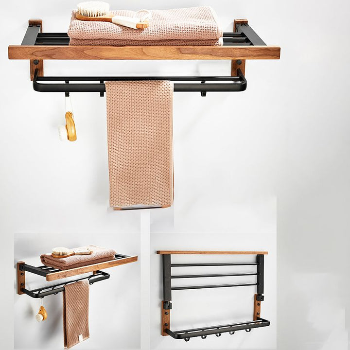Lisslune | Wood and Aluminum Bath Accessory Set Black Bathroom Accessory Kit