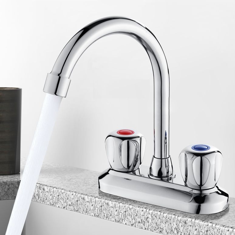 Lisslune | 2-Handle Brass Bathroom Faucet Modern High Arc Center Tap