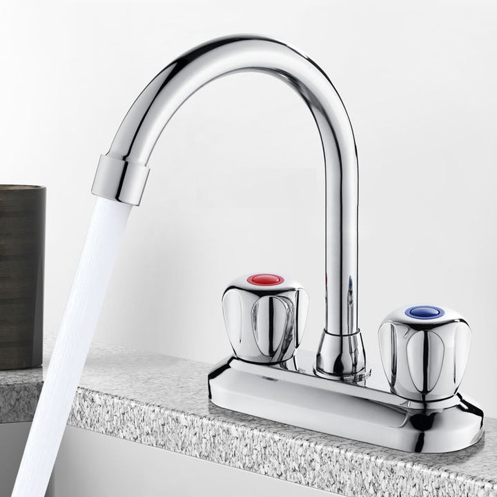 Lisslune | 2-Handle Brass Bathroom Faucet Modern High Arc Center Tap