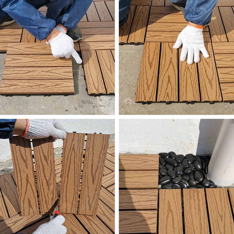 Lisslune | Square PVC Deck/Patio Floor Tiles Interlocking Installation Outdoor Patio Tiles