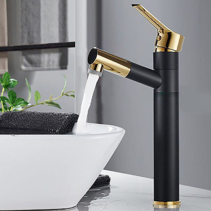 Lisslune | Rotatable Spout Sink Faucet Pull-Out Luxurious Basin Faucet Round Brass Faucet