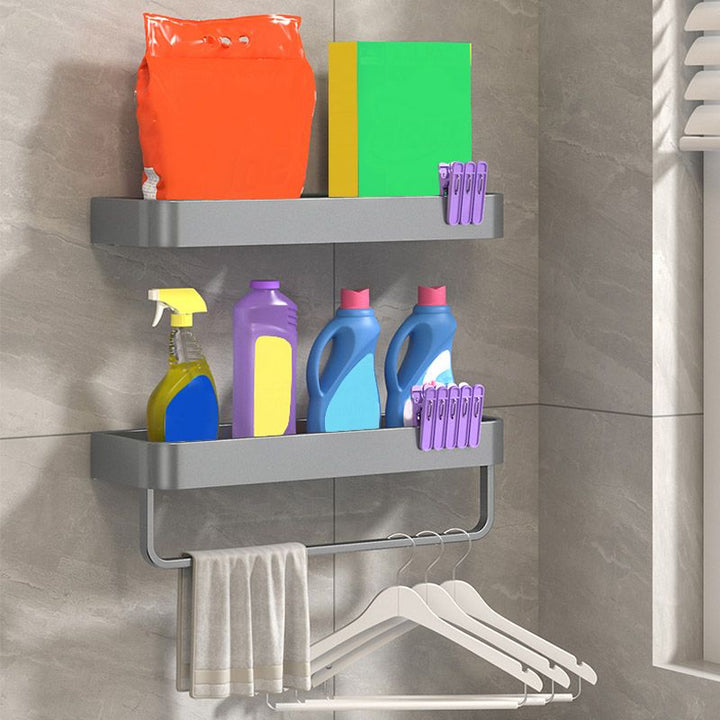 Lisslune | Modern Grey 2-piece Bathroom Accessory Set, Matt Grey, Bathroom Shelf