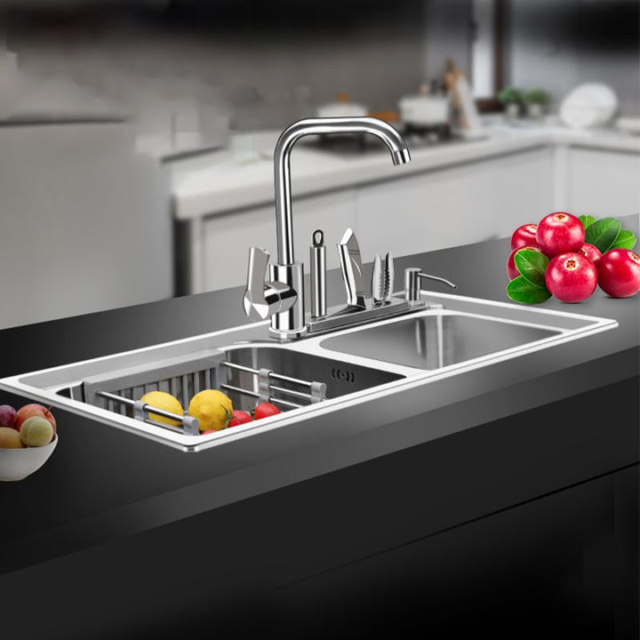 Lisslune | Modern Style Kitchen Sink Stainless Steel 2 Holes Top Mount Kitchen Sink