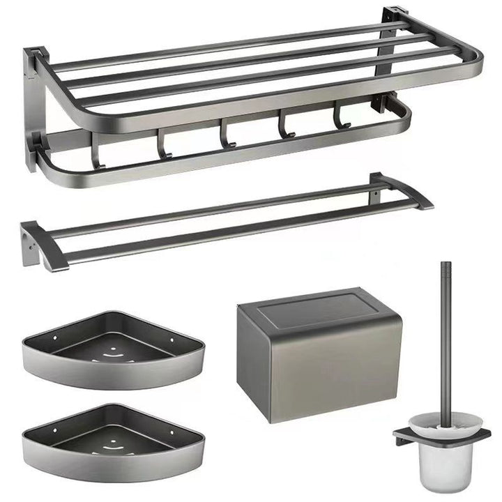 Lisslune | Contemporary Metal 6-Piece Bathroom Accessory Set with Bathroom Shelf