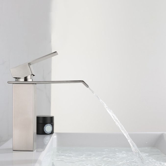 Lisslune | Industrial Vessels Faucet Stainless Steel Lever Handles Waterfall Spout Bathroom Faucet