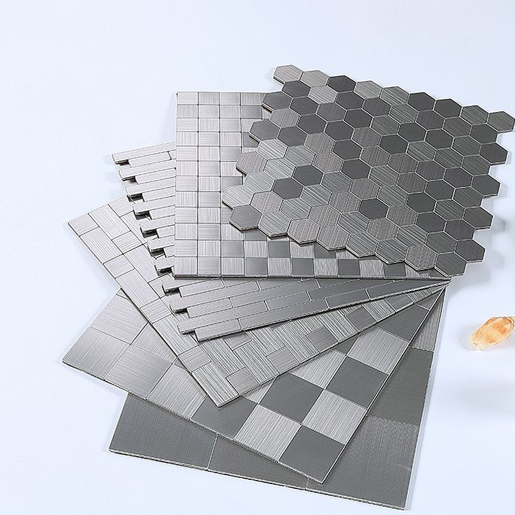 Lisslune | Subway Tile Wallpaper Contemporary Peel and Stick Wall Tile with Metal Look