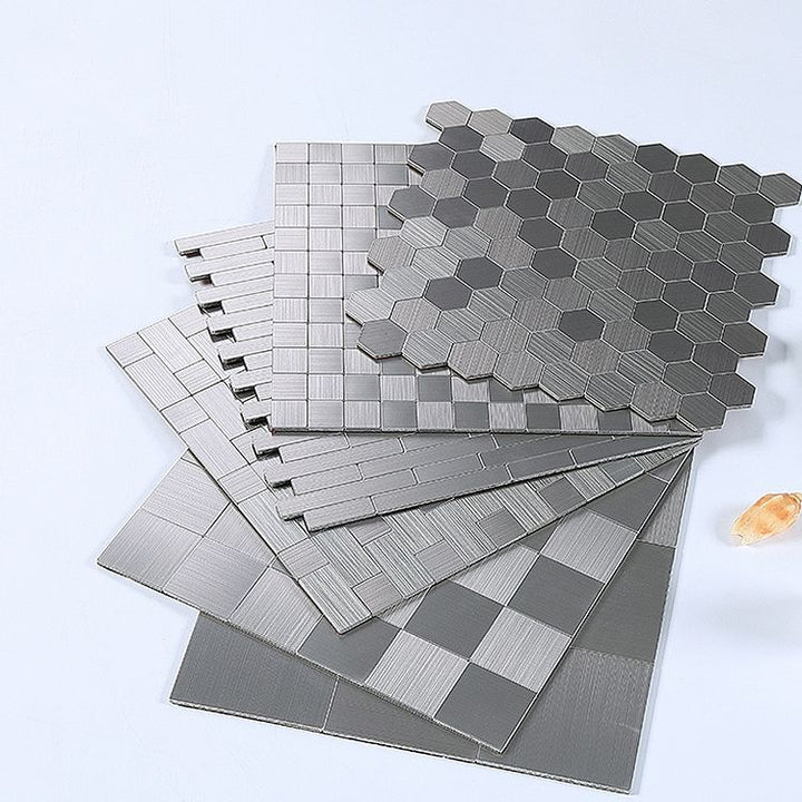 Lisslune | Subway Tile Wallpaper Contemporary Peel and Stick Wall Tile with Metal Look