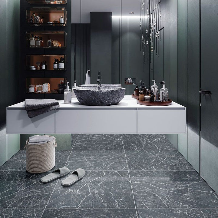 Lisslune | Peel and Stick Vinyl Flooring Marble Look Vinyl Flooring with Square Edge