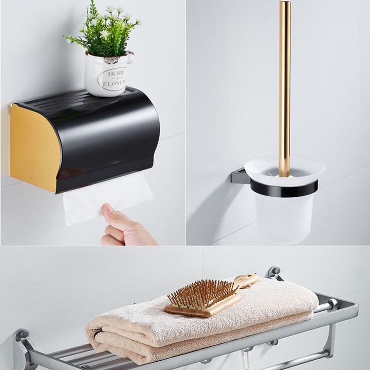 Lisslune | 6-piece contemporary bathroom accessory set bathroom shelf/towel bar paper holder included
