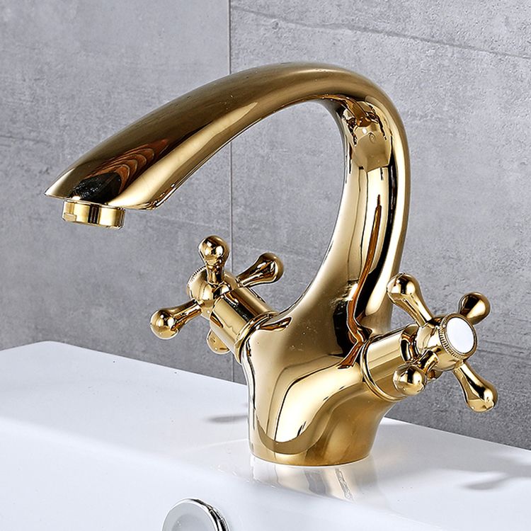 Lisslune | Bathroom Vessel Faucet Double Cross Handle Low Arc Industrial Sink Faucet