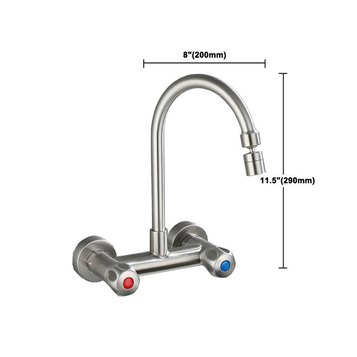 Lisslune | Round 2-Handle Bathroom Faucet Single Hole Wall Mounted Bathroom Faucet