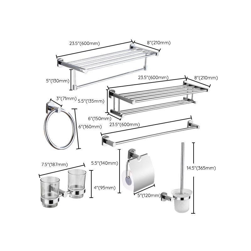 Lisslune | Contemporary Bathroom Accessories Hardware Set in Silver Metal