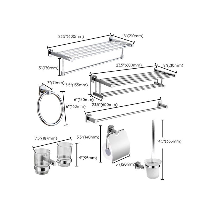 Lisslune | Contemporary Bathroom Accessories Hardware Set in Silver Metal