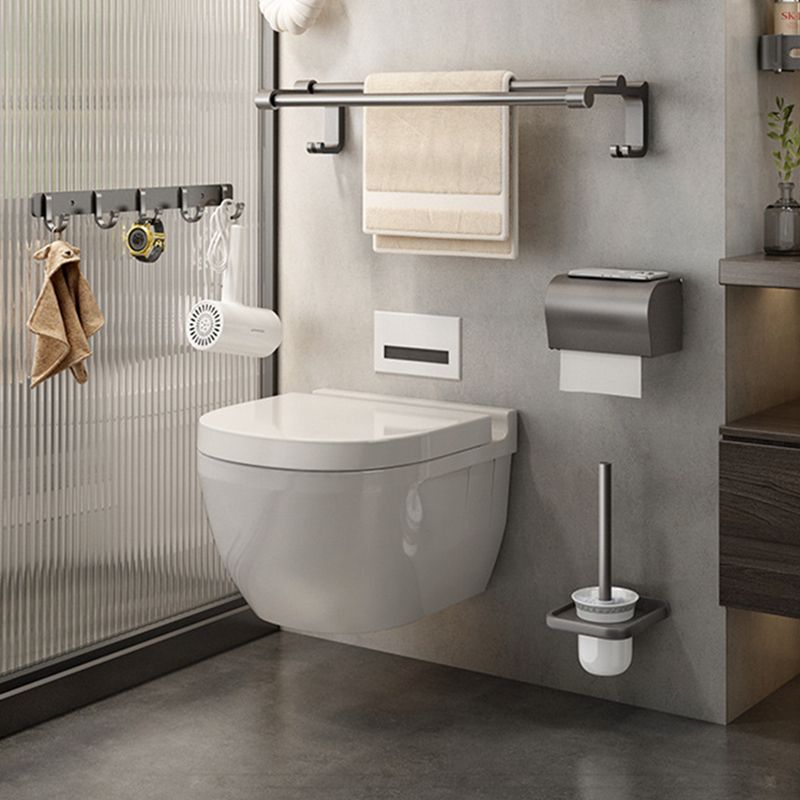 Lisslune | Gray contemporary bathroom accessory set Bathroom shelf/towel holder & bathrobe hook incl.