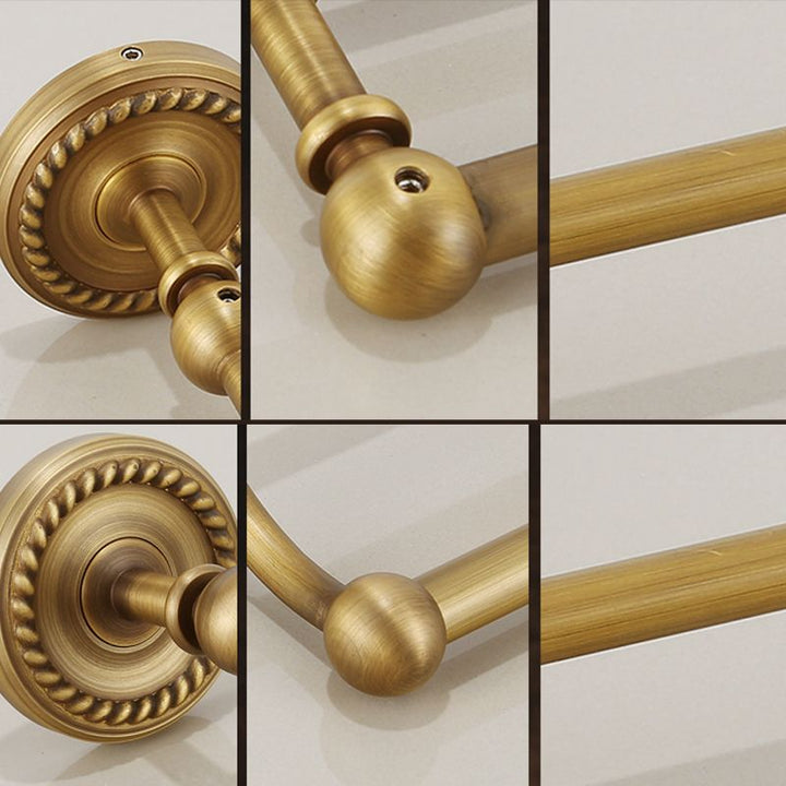 Lisslune | Brass Traditional Bathroom Accessory Set Vintage Bronze Bath Shelf/Towel Holder/Bathrobe Hook
