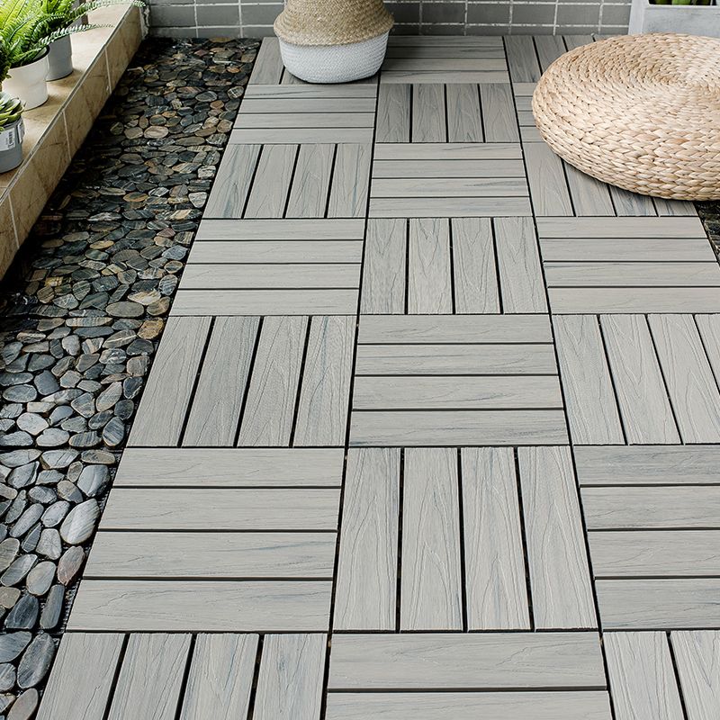 Lisslune | Square Patio Tiles Interlocking Striped Pattern Deck Board