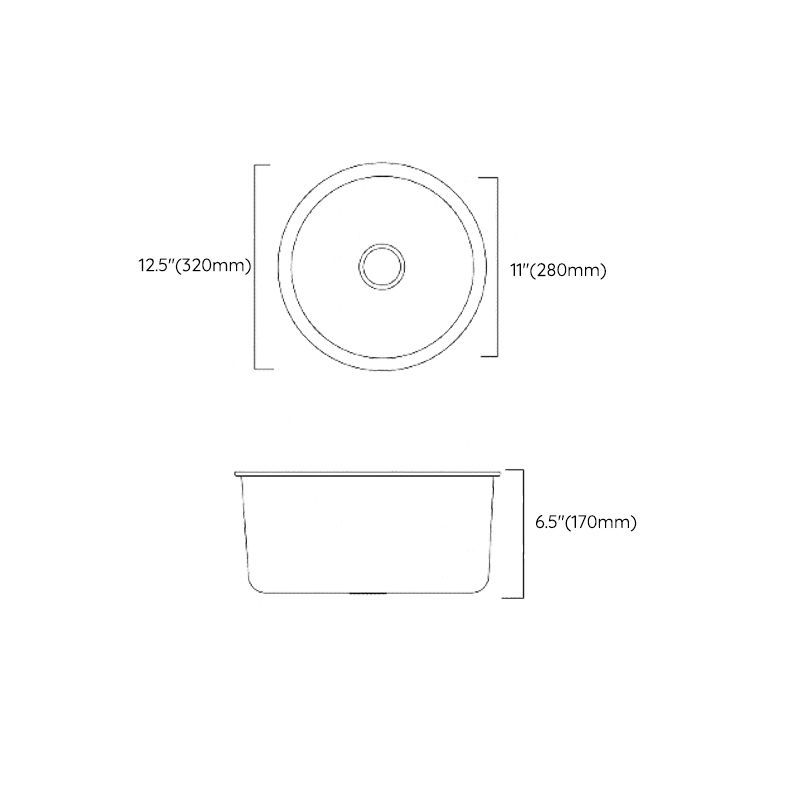Lisslune | Classic Round Wash Basin Stainless Steel Built-in Basin Non-slip Round Basin for the Kitchen