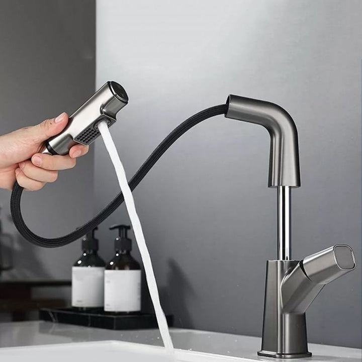 Lisslune | Modern Faucet Sink Tap Brass Lever Handles Swivel Spout Sink Tap