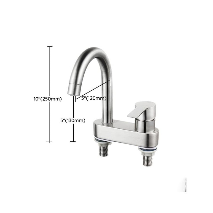 Lisslune | 304 Stainless Steel Center Faucet Bathroom Single Handle Hot and Cold Sink Faucet