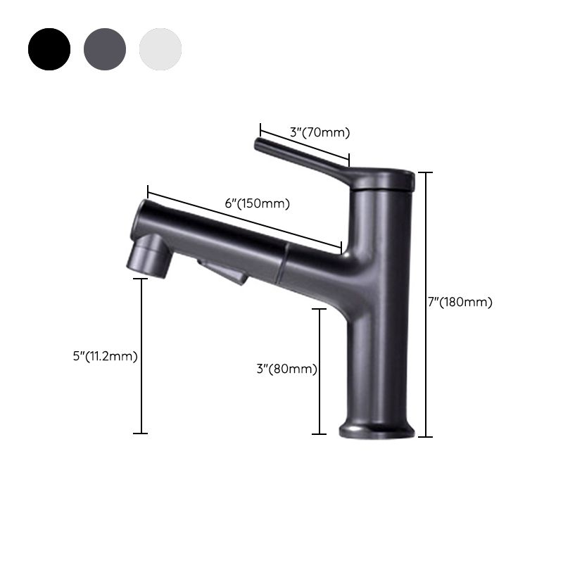 Lisslune | Modern Style Extendable Vessel Faucet Single Handle Low Arc Copper Vessel Faucet