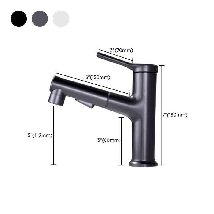 Lisslune | Modern Style Extendable Vessel Faucet Single Handle Low Arc Copper Vessel Faucet