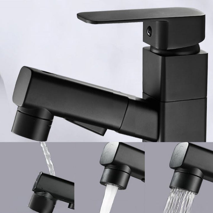 Lisslune | Bathroom faucet with pull-out lever handle single-hole sink faucet