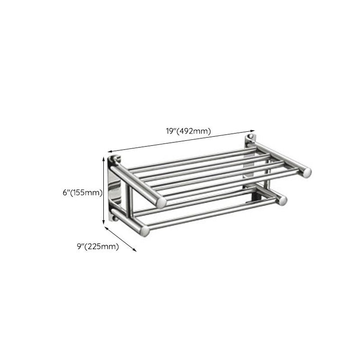 Lisslune | Polished Chrome Modern Bathroom Accessory Set in Stainless Steel with Bath Shelf/Towel Rail