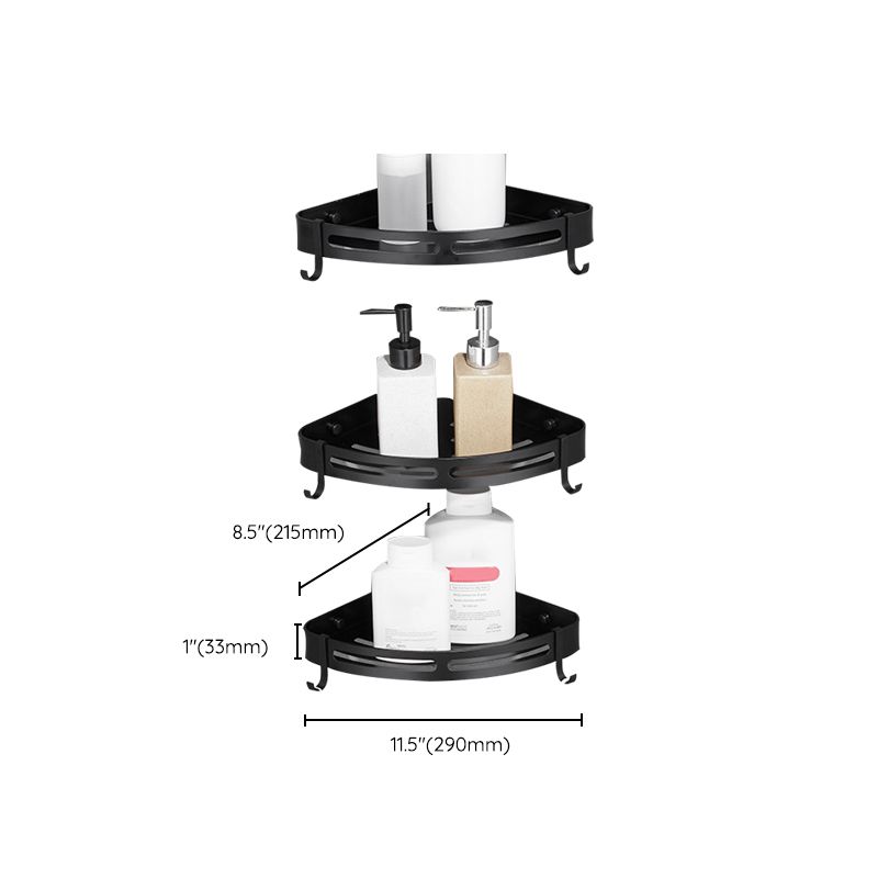 Lisslune | Modern Aluminum Bathroom Accessory Set Black/ Silver Bathroom Shelf