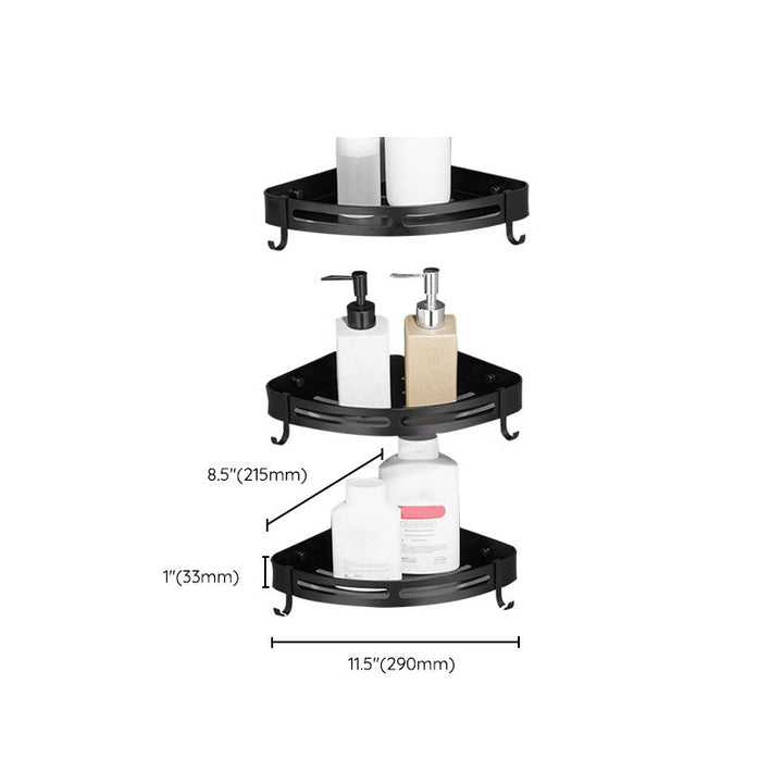 Lisslune | Modern Aluminum Bathroom Accessory Set Black/ Silver Bathroom Shelf