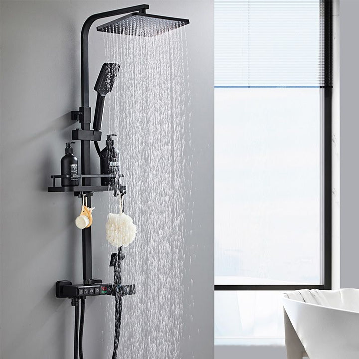 Lisslune | Modern Style Brass Shower System Adjustable Spray Pattern Wall Mounted Shower Combination