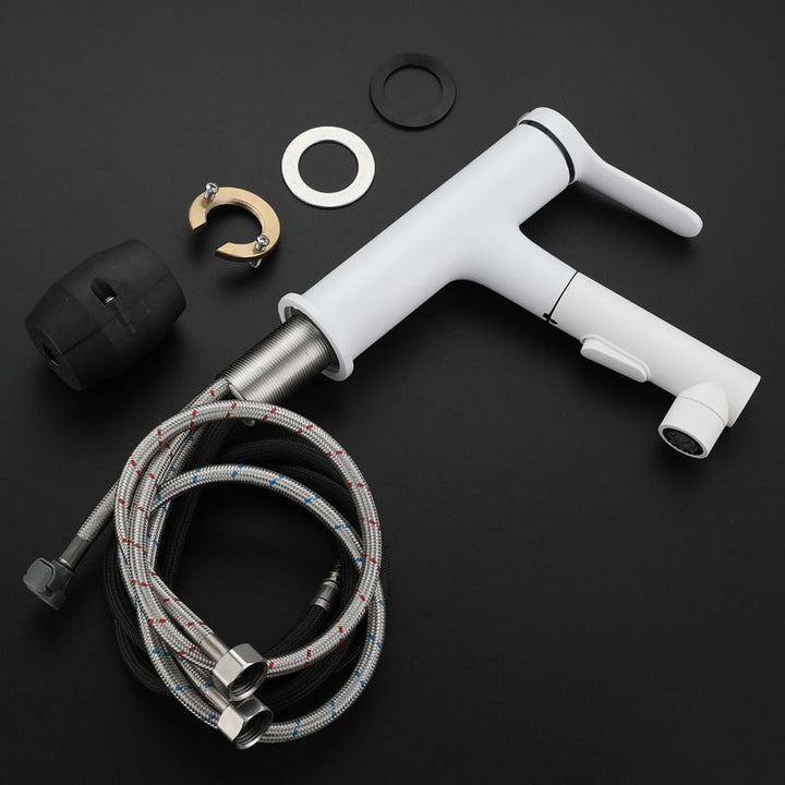 Lisslune | Modern Extendable Sink Faucet Bathroom Faucet Brass 1 Handle Sink Faucet with Water Hose