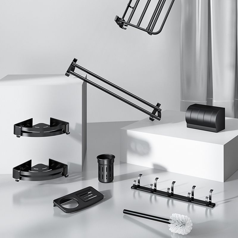 Lisslune | Classic Bathroom Accessories Set in Aluminum Black Finish Bathrobe Hook/ Towel Bar