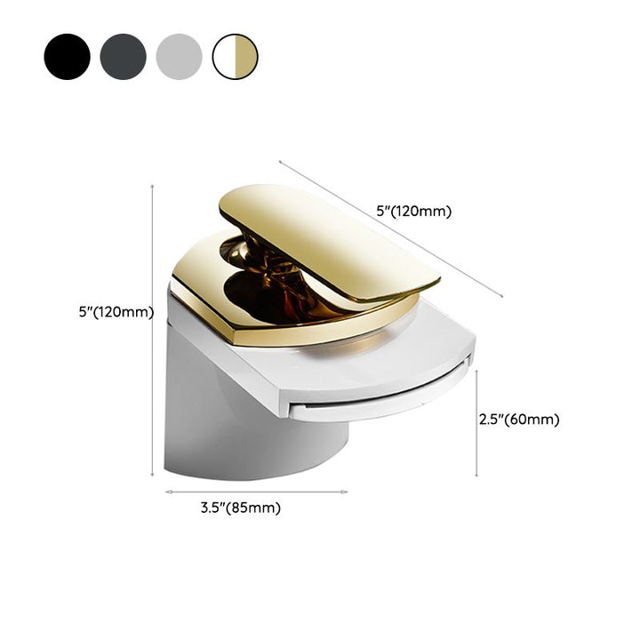 Lisslune | Bathroom Sink Faucet Lever Handle Brass Waterfall Spout Sink Faucet