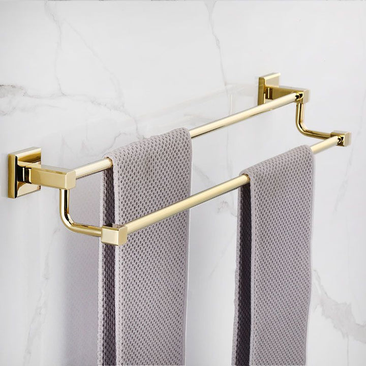 Lisslune | Gold Modern Bathroom Set, Polished Gold, 4 Pieces, Towel Holder, Paper Holder