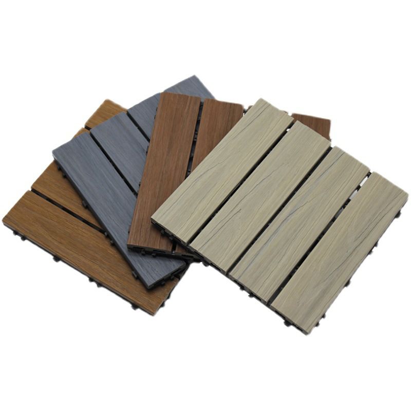Lisslune | 12" X 12" 4-Slat Square PVC Floor Tiles Snap-Fit Installation Floor Tiles