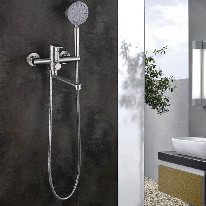 Lisslune | Wall-mounted metal bathtub filling low arch swivel bathtub mixer