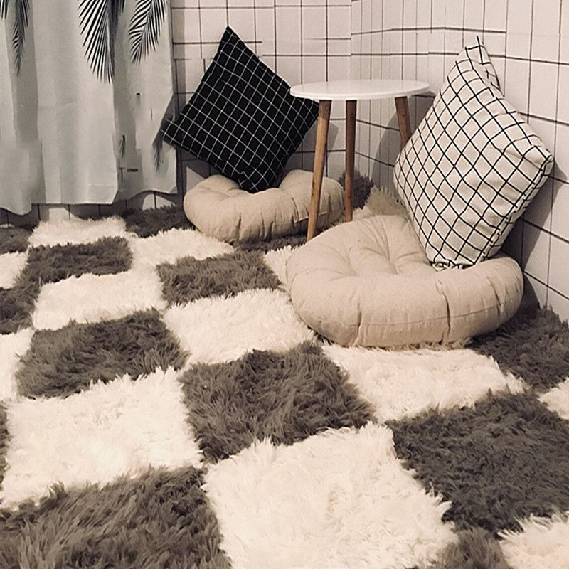 Lisslune | Bedroom Carpet Tiles Solid Color Square Shag Stain Resistant Carpet Tiles