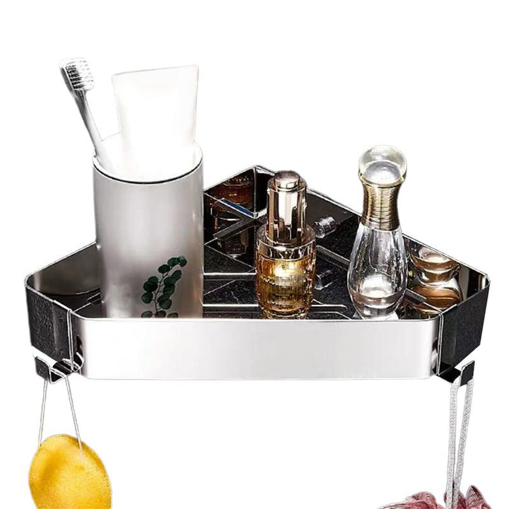 Lisslune | 2-piece stainless steel bathroom accessory set 30 cm W triangular bathroom shelf