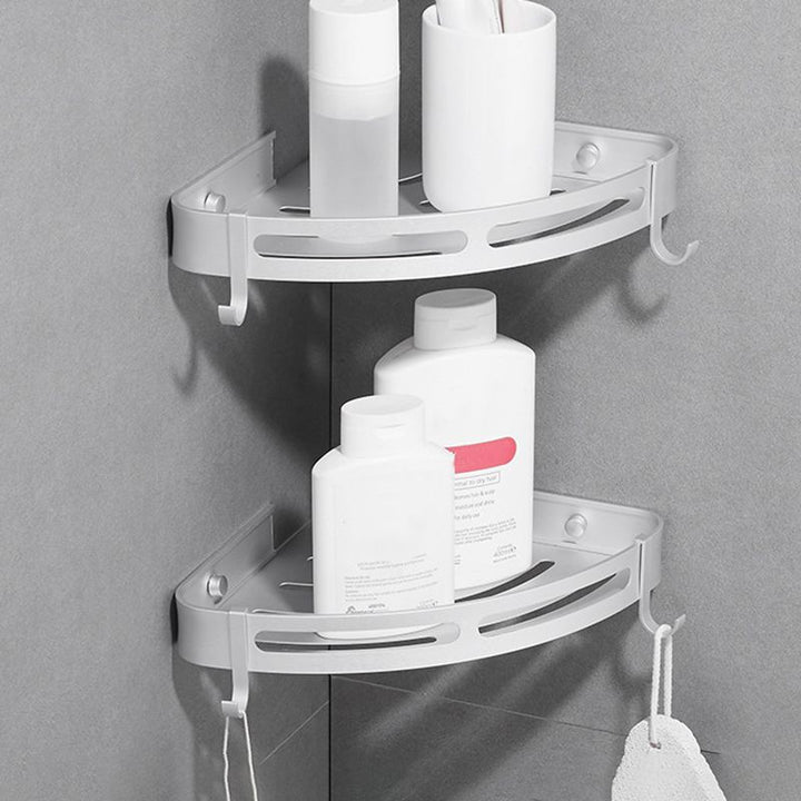 Lisslune | Modern Aluminum Bathroom Accessory Set Black/ Silver Bathroom Shelf