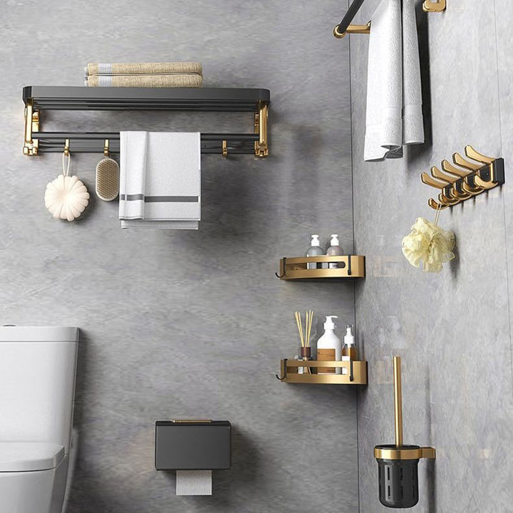 Lisslune | Contemporary Metal 6-Piece Bathroom Accessory Set with Bathroom Shelf