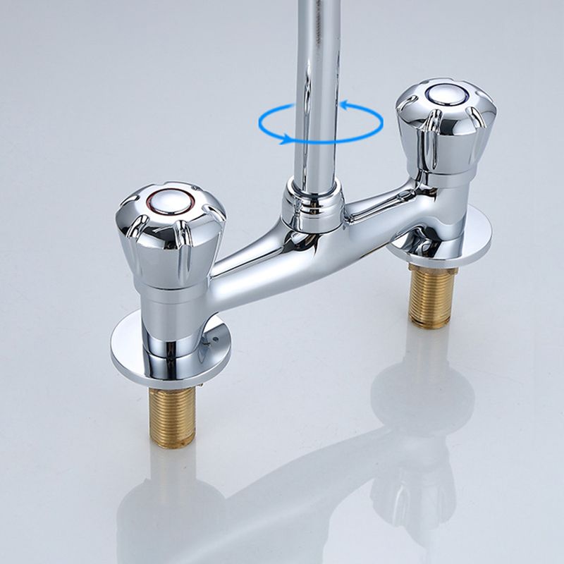 Lisslune | Round 2-Handle Basin Mixer 2-Hole Center-Set Basin Mixer with Curved Spout