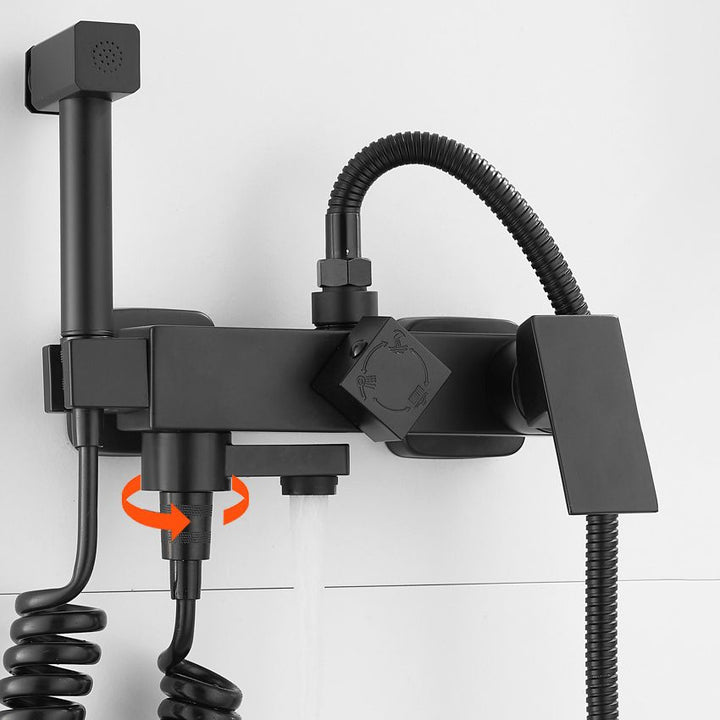 Lisslune | Black Wall-Mounted Shower Head Combo Modern Metal Shower System