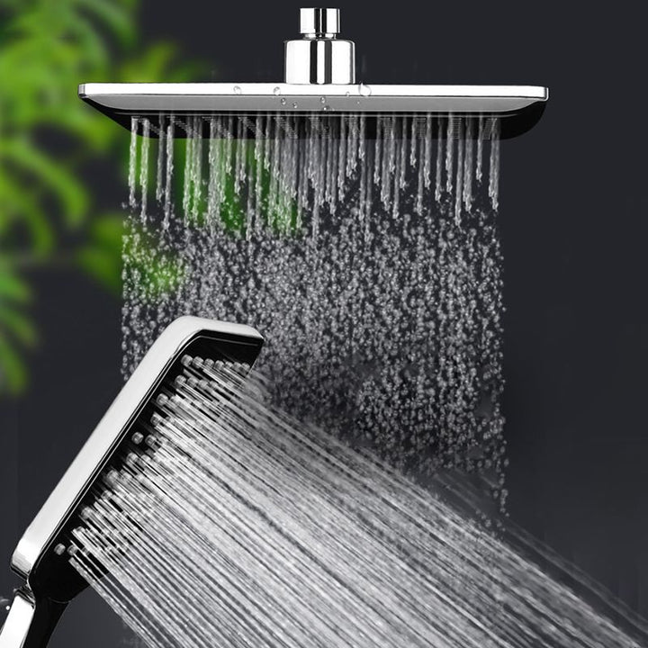 Lisslune | Chrome Square Shower Head Combination Wall Mounted and Ceiling Mounted Hand Shower