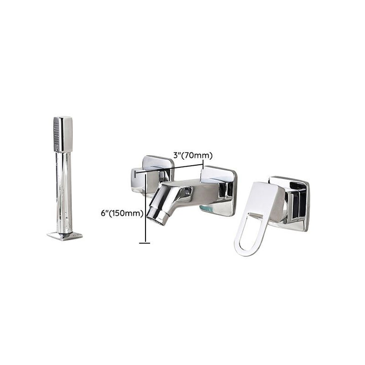 Lisslune | Wall Mounted Faucet Brass Lever Handle Bathroom Faucet Hand Shower