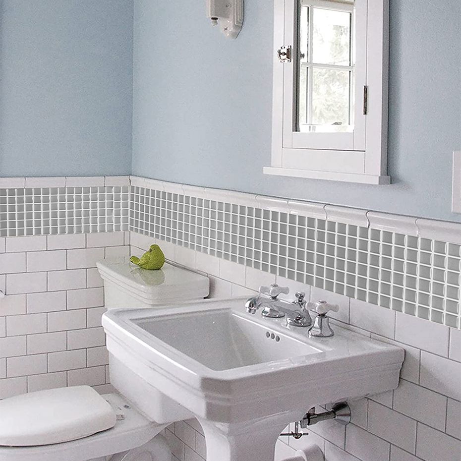 Lisslune | Square Peel & Stick Mosaic Tile Plastic Grid Peel & Stick Mosaic Tile