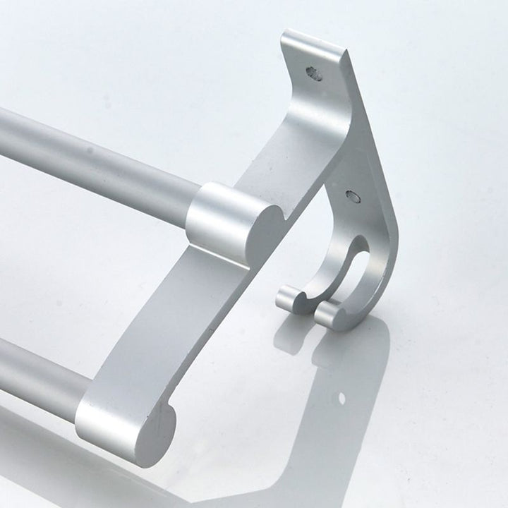 Lisslune | Silver Modern Bathroom Accessory Set with Bath Shelf/Towel Holder & Bathrobe Hook