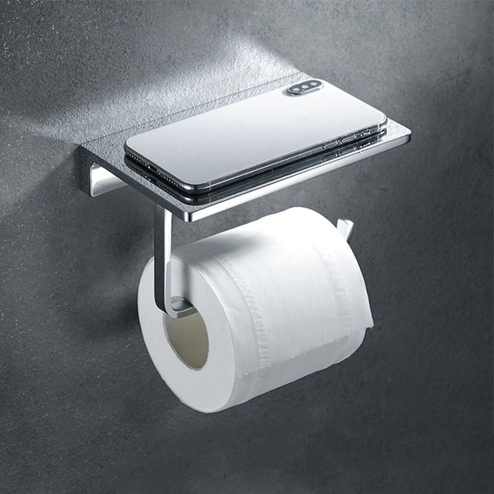 Lisslune | Contemporary 2-piece Bathroom Set in Polished Chrome Stainless Steel Toilet Paper Holder