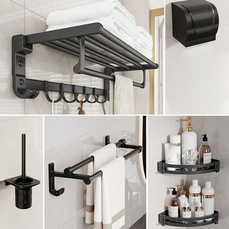 Lisslune | Chrome/Black Classic Bathroom Accessories Set Modern Bath Shelf/Towel Bar & Paper Holder